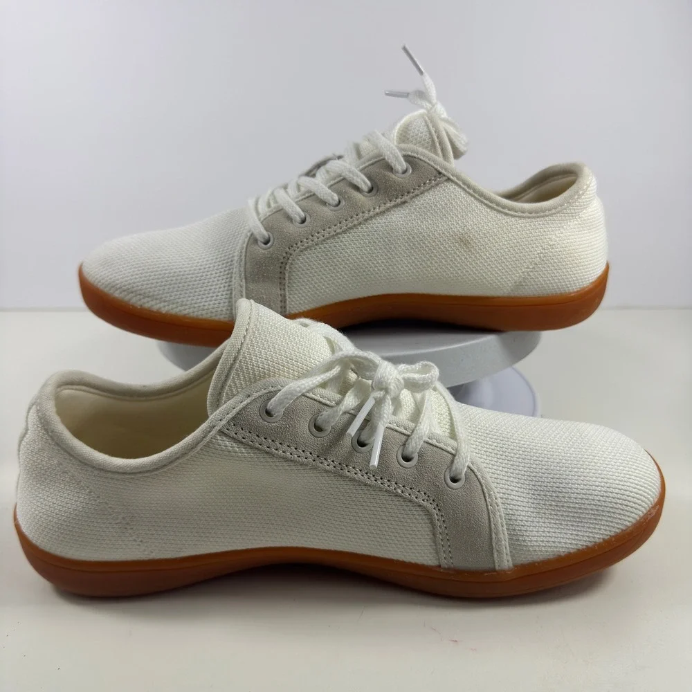 WHITIN Men's Minimalist Barefoot Shoes White Gum Sole Lace Up Casual 9